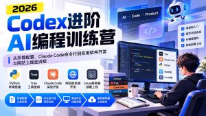 Codex进阶AI编程训练营：从环境配置、Claude Code命令行到实用软件开发与网站上线全流程-副业网创