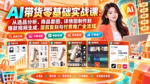 AI带货零基础实战课：从选品分析、商品套图、详情图制作到爆款视频生成、混剪复刻与付费推广全流程-副业网创