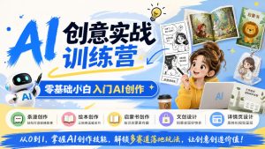 AI创意实战训练营，零基础小白入门AI创作，解锁条漫、绘本、启蒙书、文创、详情页多赛道落地玩法-副业网创