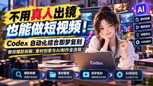 不用真人出镜也能做短视频！Codex自动化结合即梦复刻，教你爆款拆解、素材创意与AI制作全流程-副业网创