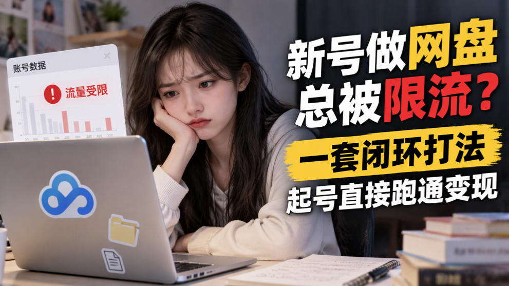 新号做网盘总被限流？一套闭环打法，起号直接跑通变现-副业网创