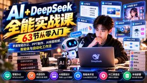 AI+DeepSeek全能实战课：63节从零入门，掌握智能办公、PPT制作、AI绘图视频、智能体与自动化工作流-副业网赚