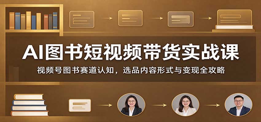 AI图书短视频带货实战课：视频号图书赛道认知，选品内容形式与变现全攻略-副业网赚