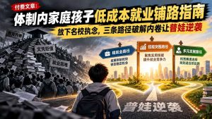 付费文章：体制内家庭孩子低成本就业铺路指南，放下名校执念，三条路径破解内卷让普娃逆袭-副业网赚