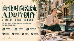 商业时尚潮流AI短片创作｜零门槛・全流程・商业落地，从资产构建、分镜创作到AI音乐与后期包装，直接教你商业落地！-副业网创