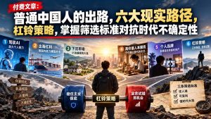 付费文章：普通中国人的出路，六大现实路径，杠铃策略，掌握筛选标准对抗时代不确定性-副业网赚