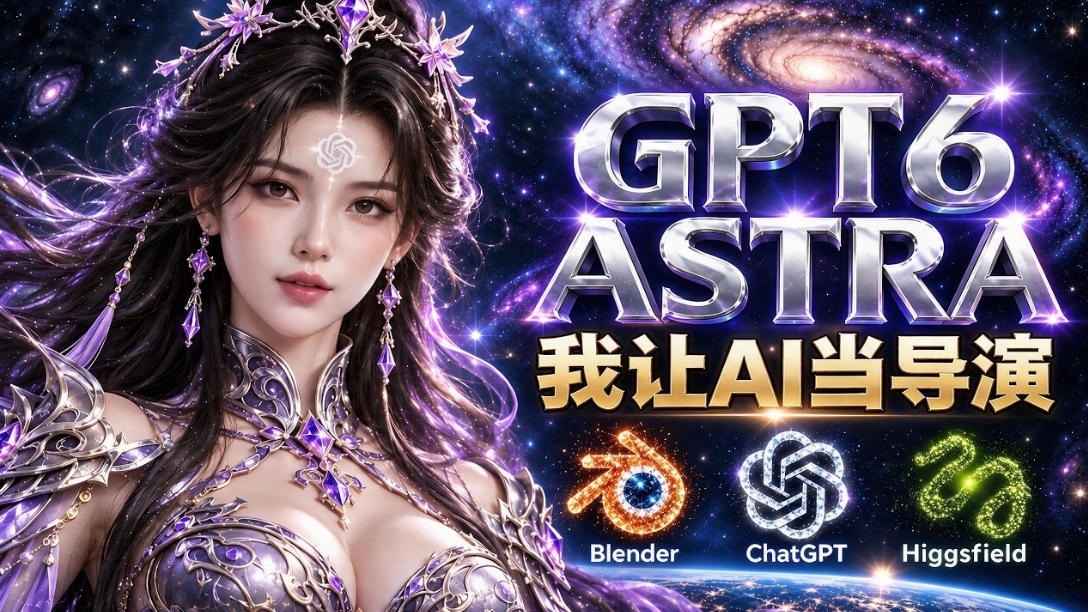 让GPT-6 Astra当导演！Higgsfield和Blender实战打造30秒玄幻精准运镜短片！-副业网创