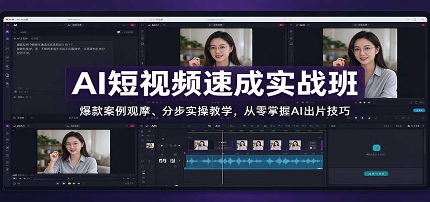 AI短视频速成实战班:爆款案例观摩、分步实操教学,从零掌握AI出片技巧-副业网赚