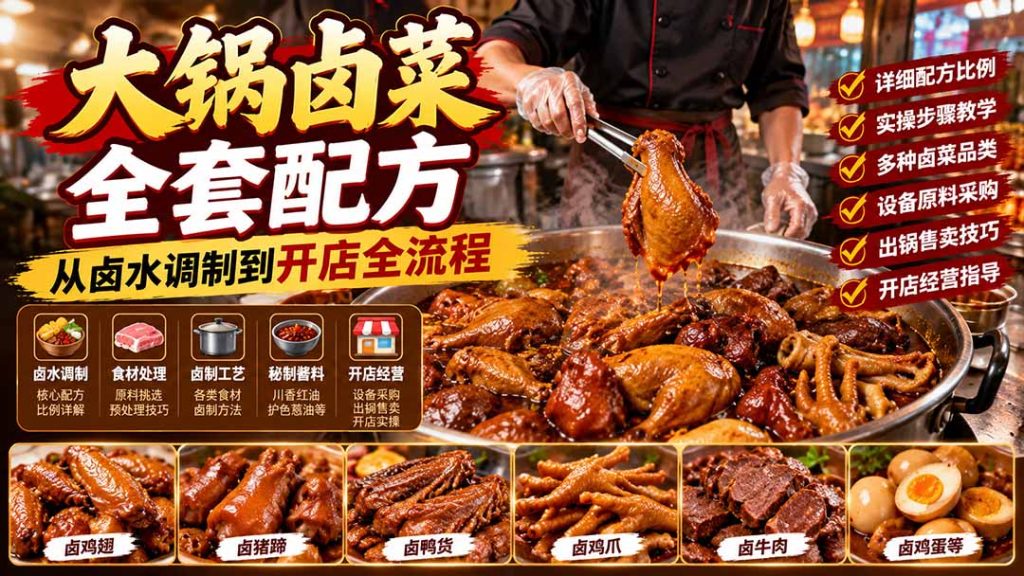 大锅卤菜全套配方，从卤水调制到开店全流程，感觉学会了去摆摊也不错-副业网赚