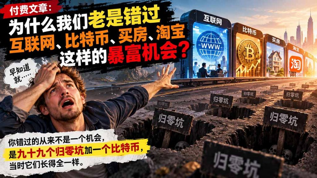 付费文章：为什么我们老是错过互联网、比特币、买 房、淘宝这样的暴富机会？-副业网创