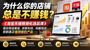 为什么你的店铺总是不赚钱？《淘宝天猫精细化选品课》教你筛选赛道、测算利润、拆解竞店，找到真正值得做的产品-副业网赚