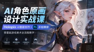 AI角色原画设计实战课｜Holopix AI智能创作+PS手绘精修，零基础游戏美术全流程教学-副业网创