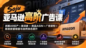 Soju亚马逊高阶广告课：拆解A9坑产+准词表+竞品ASIN+广告架构+精准放量缩量与自然排名提升-副业网创