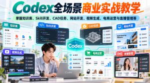 Codex全场景商业实战教学，掌握知识库、Skill开发、CAD任务、网站开发、视频生成、电商运营与直播管理等(更新1010)-副业网创