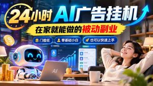 24小时AI广告挂机｜在家就能做的被动副业，门槛低，零基础小白也可以快速上手-副业网赚