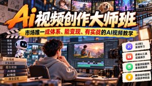 Ai视频创作大师班，市场唯一成体系、能变现、有实战的AI视频教学(更新2026)-副业网赚