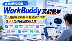 告别低效加班！WorkBuddy实战教学，7大高频办公场景＋自动化工作流，让AI帮你搞定繁琐工作-副业网赚
