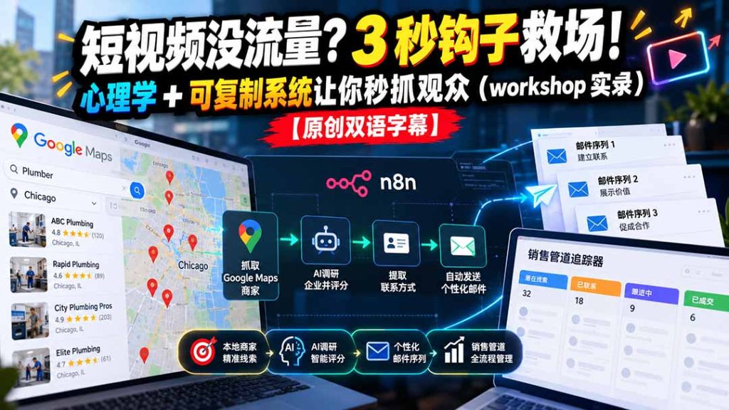 短视频没流量？3 秒钩子救场！心理学 + 可复制系统让你秒抓观众(workshop 实录-副业网赚