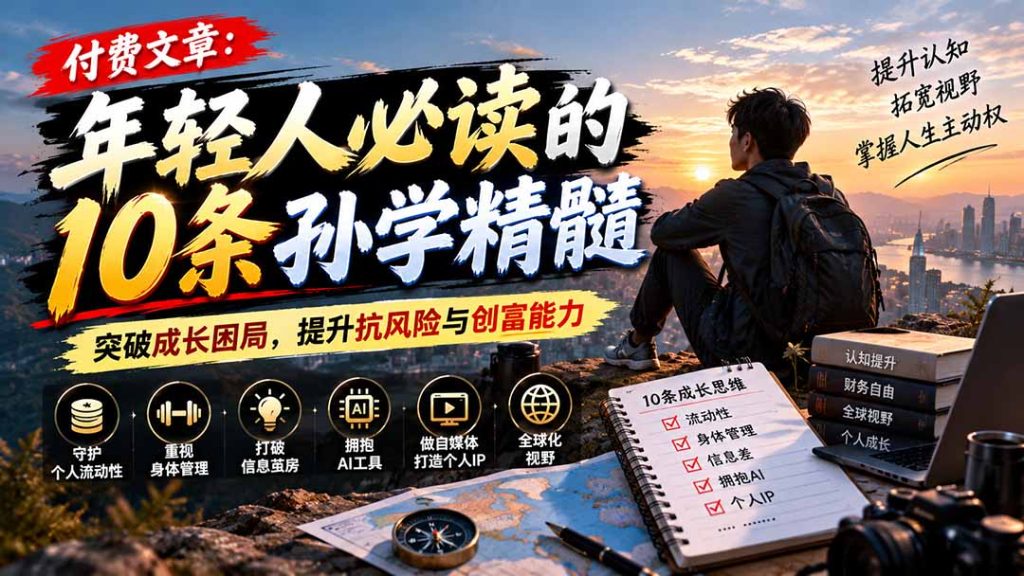 付费文章：年轻人必读的10条孙学精髓，突破成长困局，提升抗风险与创富能力-副业网赚