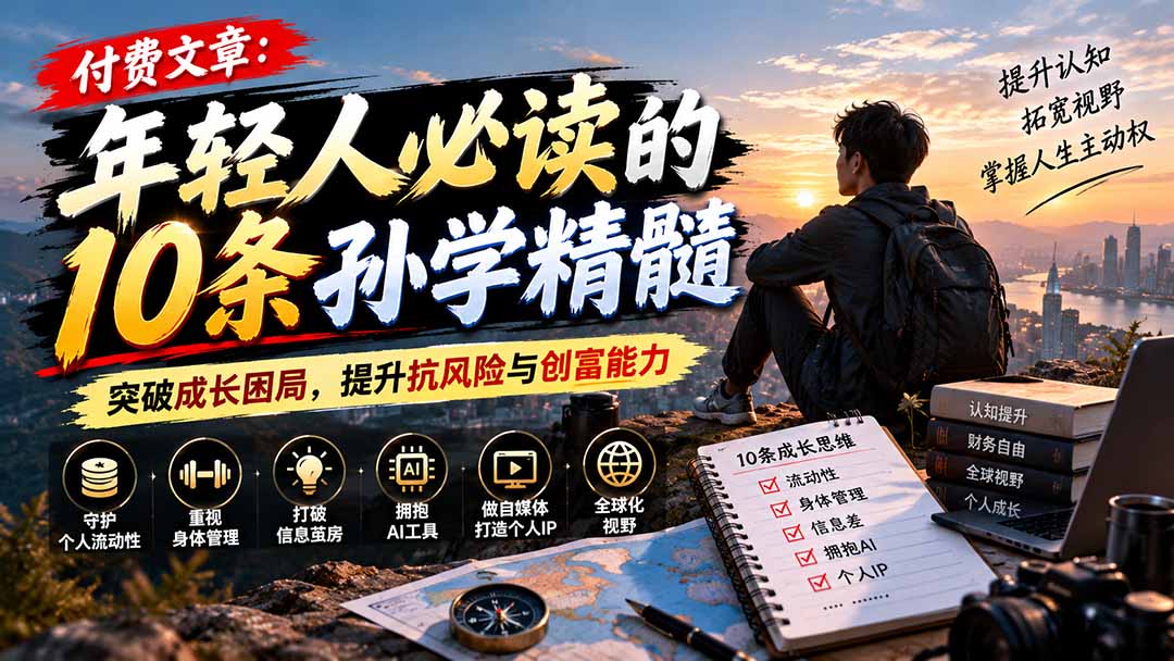 付费文章：年轻人必读的10条孙学精髓，突破成长困局，提升抗风险与创富能力-副业网赚