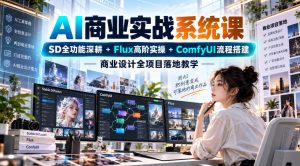 AI商业实战系统课｜SD全功能深耕+Flux高阶实操+Comfyui流程搭建，商业设计全项目落地教学-副业网创