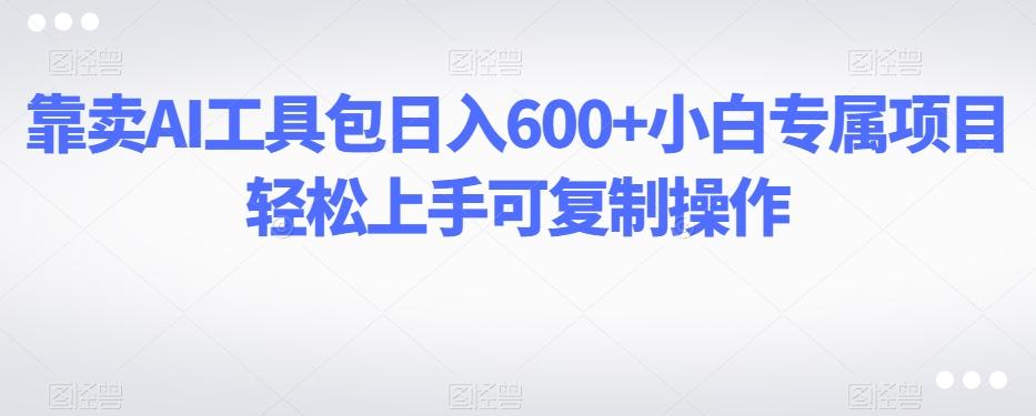 靠卖AI工具包日入600+小白专属项目轻松上手可复制操作-副业网创