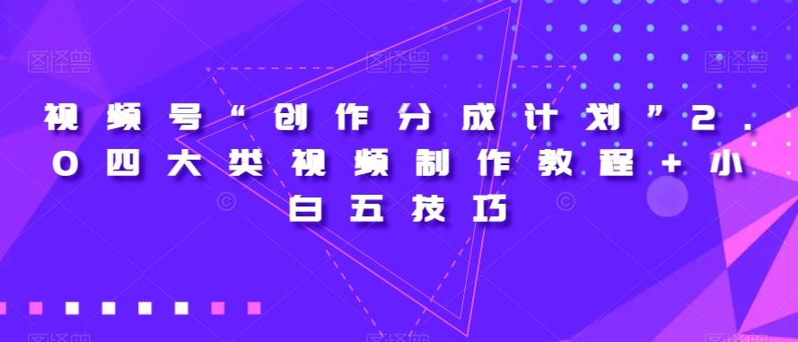 视频号“创作分成计划”2.0四大类视频制作教程+小白五技巧【揭秘】-副业网创