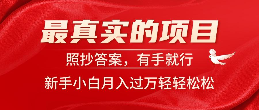 最真实的项目，照抄答案，有手就行，新手小白月入过万轻轻松松-副业网创
