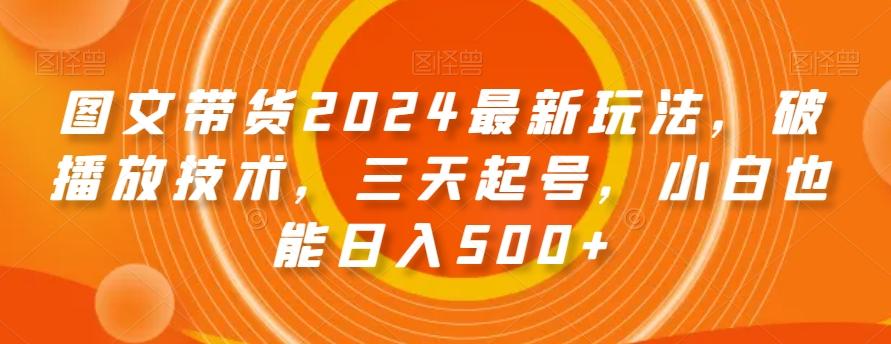图文带货2024最新玩法，破播放技术，三天起号，小白也能日入500+【揭秘】-副业网创