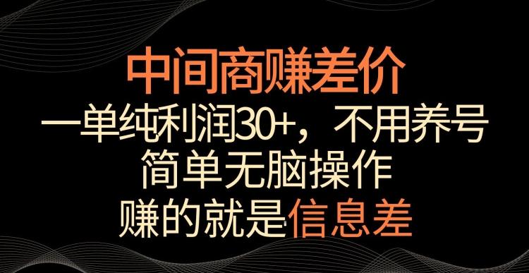 中间商赚差价，一单纯利润30+，简单无脑操作，赚的就是信息差，轻轻松松日入1000+【揭秘】-副业网创