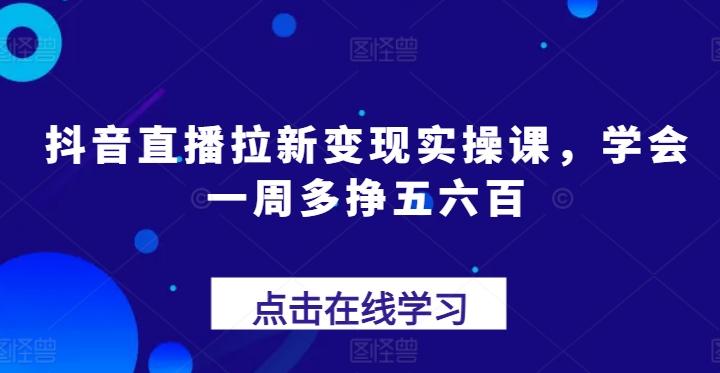 抖音直播拉新变现实操课，学会一周多挣五六百-副业网创