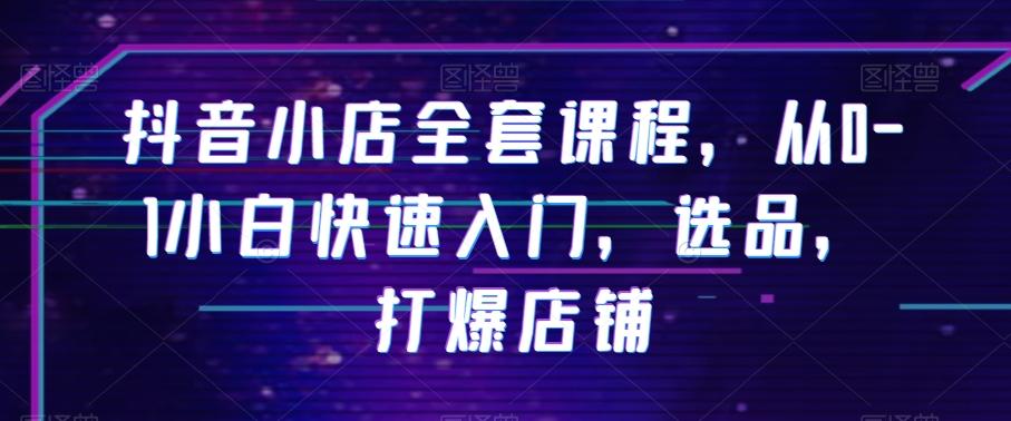 抖音小店全套课程，从0-1小白快速入门，选品，打爆店铺-副业网创