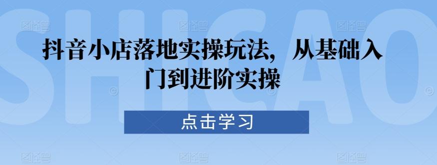 抖音小店落地实操玩法，从基础入门到进阶实操-副业网创