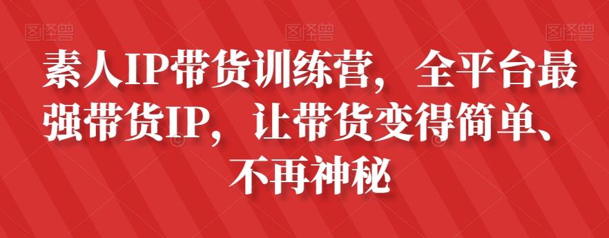 素人IP带货训练营，全平台最强带货IP，让带货变得简单、不再神秘-副业网创