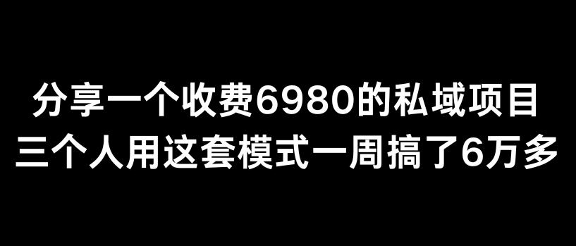 分享一个外面卖6980的私域项目三个人用这套模式一周搞了6万多【揭秘】-副业网创