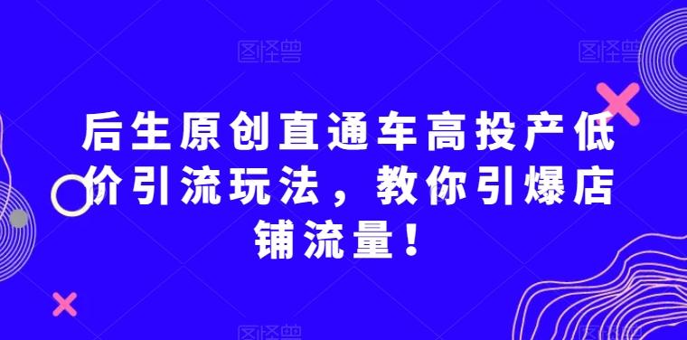 后生原创直通车高投产低价引流玩法，教你引爆店铺流量！-副业网创