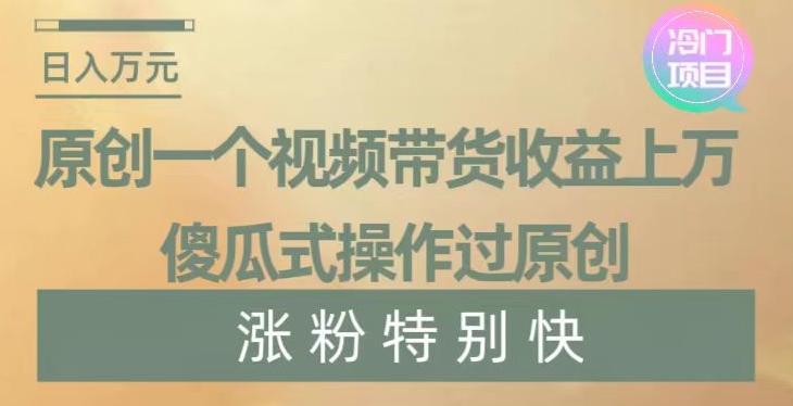 原创一个视频带货收益上万，傻瓜式操作过原创，几分钟做一个视频涨粉特别快【揭秘】-副业网创