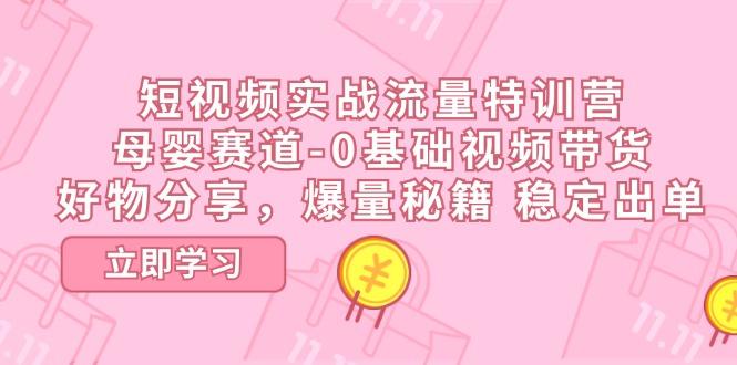 短视频实战流量特训营，母婴赛道-0基础带货，好物分享，爆量秘籍 稳定出单-副业网创