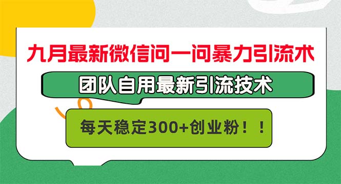 九月最新微信问一问暴力引流术，团队自用引流术，每天稳定300+创…-副业网创