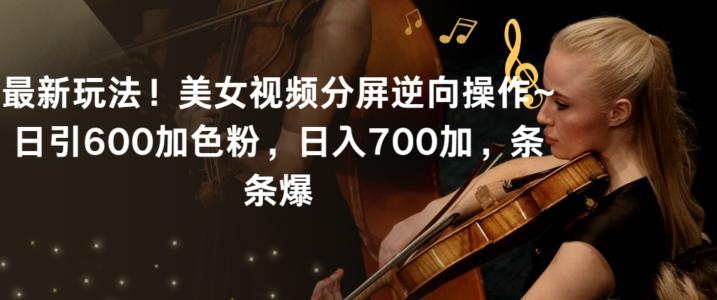 最新玩法！美女视频分屏逆向操作~日引600加色粉，日入700加，条条爆【揭秘】-副业网创