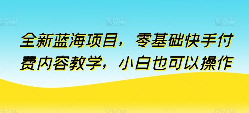 全新蓝海项目，零基础快手付费内容教学，小白也可以操作【揭秘】-副业网创