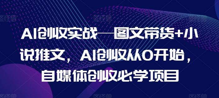 AI创收实战—图文带货+小说推文，AI创收从0开始，自媒体创收必学项目-副业网创