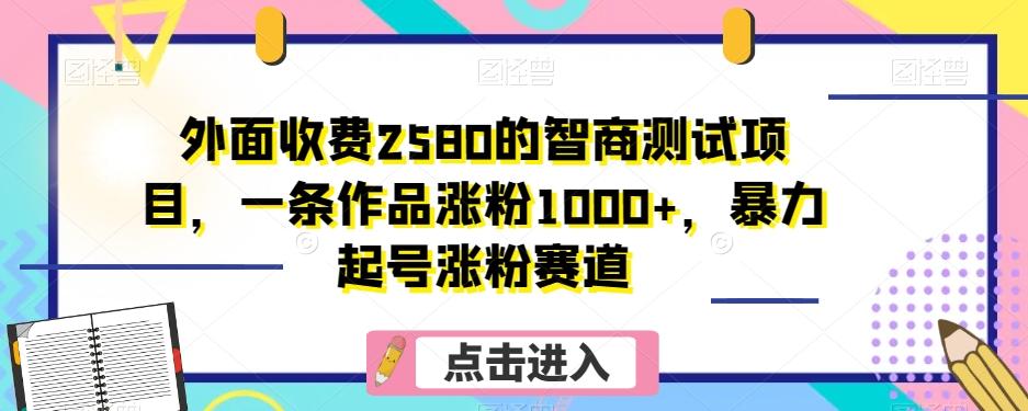 外面收费2580的智商测试项目，一条作品涨粉1000+，暴力起号涨粉赛道【揭秘】-副业网创