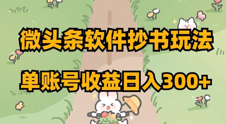 微头条软件抄书玩法，单账号收益日入300+【揭秘】-副业网创