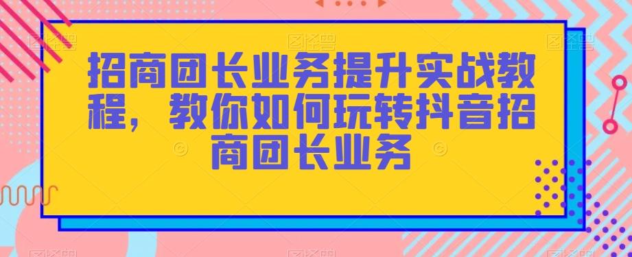 招商团长业务提升实战教程，教你如何玩转抖音招商团长业务-副业网创