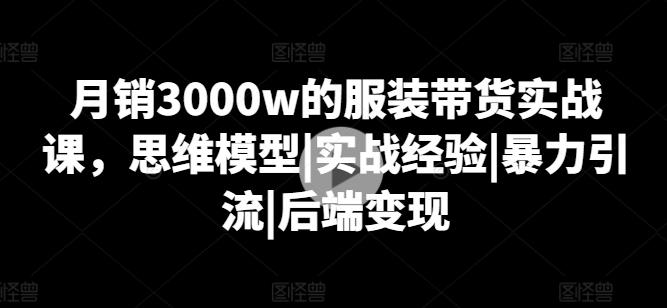 月销3000w的服装带货实战课，思维模型|实战经验|暴力引流|后端变现-副业网创