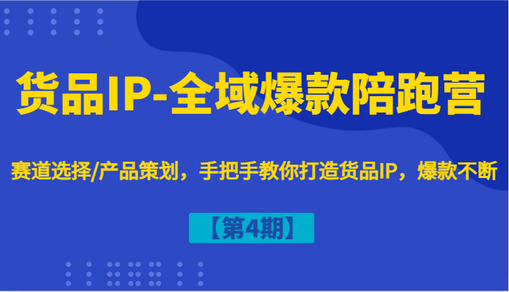 货品IP-全域爆款陪跑营【第4期】赛道选择/产品策划，手把手教你打造货品IP，爆款不断-副业网创