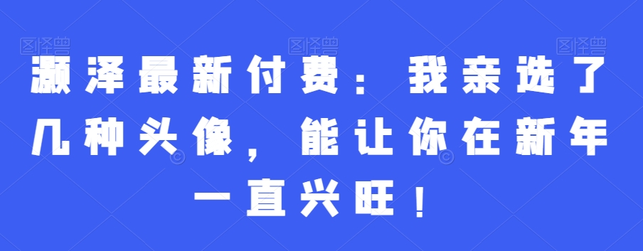 灏泽最新付费：我亲选了几种头像，能让你在新年一直兴旺！-副业网创