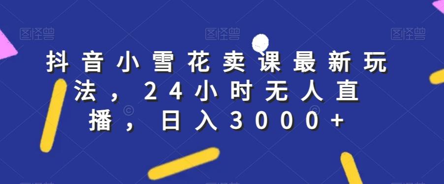 抖音小雪花卖课最新玩法，24小时无人直播，日入3000+【揭秘】-副业网创