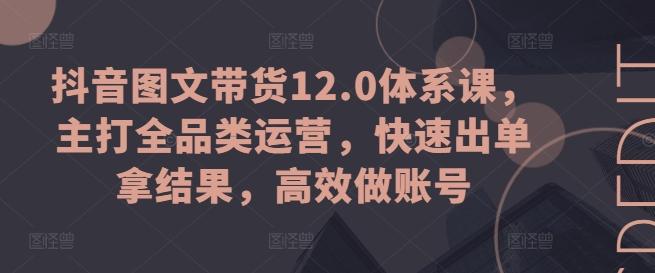 抖音图文带货12.0体系课，主打全品类运营，快速出单拿结果，高效做账号-副业网创
